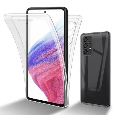 CADORABO Samsung v prozorni - 360 -° zaščitni pokrov celotnega telesa - zaščita pred sprednjim in hrbtom, vsestransko zaščito z zaščitnikom zaslona