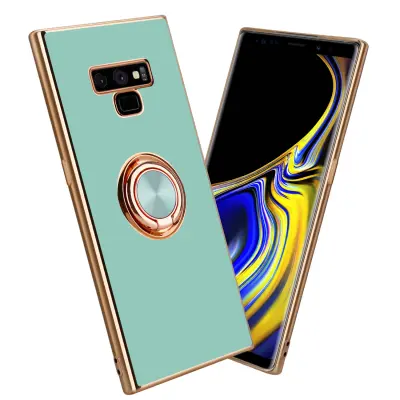 CADORABO Samsung v sijajni turkizni - Zlato z obročem silikonski/TPU ovitek z zaščito pred kamero in držalo magnetnega avtomobila