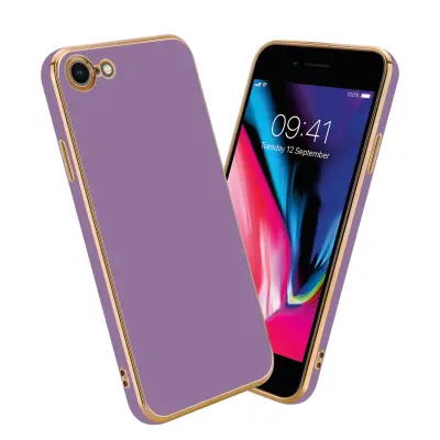 CADORABO Ohišje, združljiv z Apple v sijajnem vijoličnem - zlati - zaščitni pokrov iz fleksibilnega silikona TPU in z zaščito pred kamero