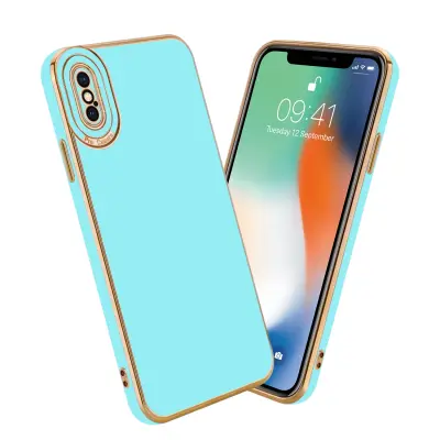 CADORABO Ohišje, združljiv z Apple v sijajni turkizni - Rose Gold - Zaščitni pokrov iz fleksibilnega silikona TPU in z zaščito pred kamero