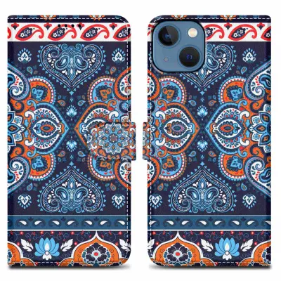 CADORABO Ohišje, združljiv z Apple - Design Blue Mandala št. 1 - Zaščitni pokrov z magnetnim zapiranjem, funkcijo stojala in režo za kartico