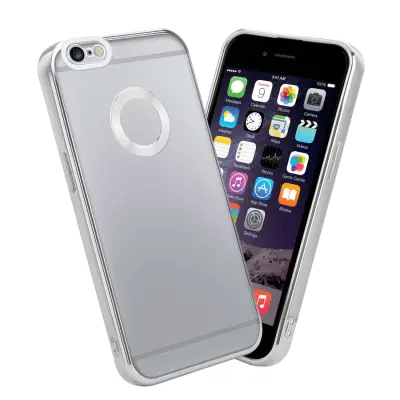 CADORABO Ohišje, združljiv z Apple v prozorni - srebrni - zaščitni pokrov, narejen iz fleksibilnega silikona TPU s kromiranjem