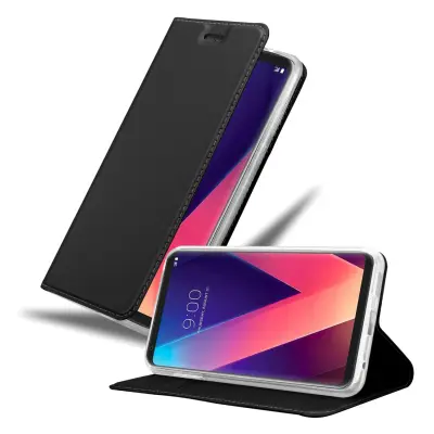 Cadorabo Case, združljiv z LG -om v elegantnem črnem - zaščitnem pokrovu z magnetnim zapiranjem, stoječo funkcijo in režo za kartico