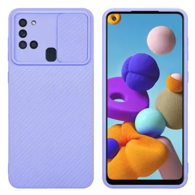 CADORABO Ohišje, združljiv s Samsungom v Bonbon Purple - Zaščitni pokrov, narejen iz fleksibilnega silikona TPU in z zaščito pred kamero