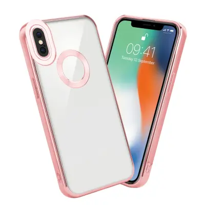 CADORABO Ohišje, združljiv z Apple v prozorni - roza - zaščitni pokrov, narejen iz fleksibilnega silikona TPU s kromiranjem