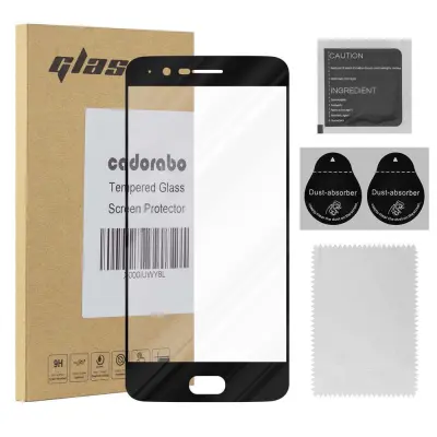 CADORABO OnePlus 5 - Zaščitna folija za transparentna s črno barvo - Zaščitno steklo s kaljenim zaslonom s trdoto 9H in 3D dotikom