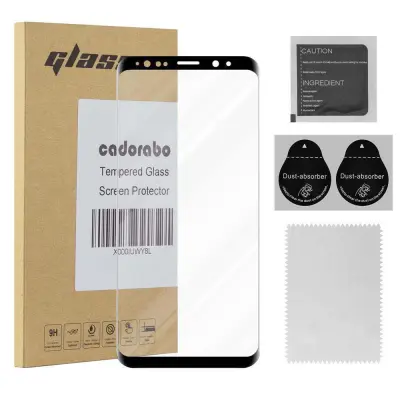 Cadorabo Oklepna folija Full Adhesive združljiva s Samsung Galaxy S9 - Zaščitna folija v transparentno s črno - Kaljeno steklo za zaščito zaslona s tr