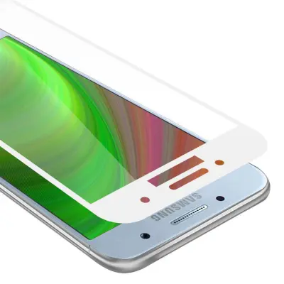 Oklepni film Cadorabo Full Screar, združljiv s Samsungom - zaščitnim filmom v prozornem z belim - kaljenim zaščitnim steklom v 9H trdoti s 3D dotikom