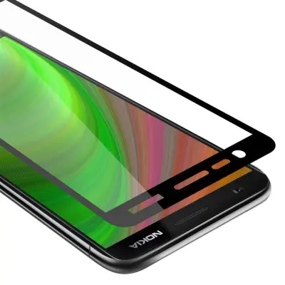 CADORABO Nokia 5.1 - Zaščitna folija za transparentna s črno barvo - Zaščitno steklo s kaljenim zaslonom s trdoto 9H in 3D dotikom