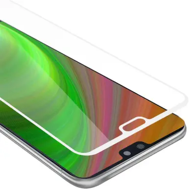CADORABO Huawei P20 - Zaščitna folija za transparentna z belo - Zaščitno steklo s kaljenim zaslonom s trdoto 9H in 3D dotikom