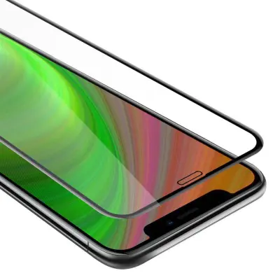 CADORABO Apple iPhone XS MAX - Zaščitna folija za transparentna s črno barvo - Zaščitno steklo s kaljenim zaslonom s trdoto 9H in 3D dotikom
