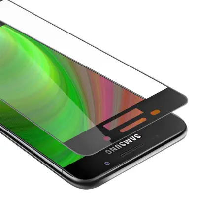 CADORABO Samsung Galaxy A3 2016 - Zaščitna folija za transparentna s črno barvo - Zaščitno steklo s kaljenim zaslonom s trdoto 9H in 3D dotiko