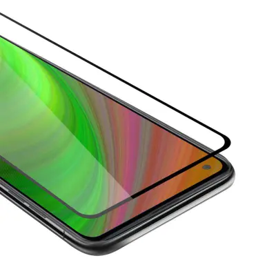 CADORABO Samsung Galaxy A21 - Zaščitna folija za transparentna s črno barvo - Zaščitno steklo s kaljenim zaslonom s trdoto 9H in 3D dotikom