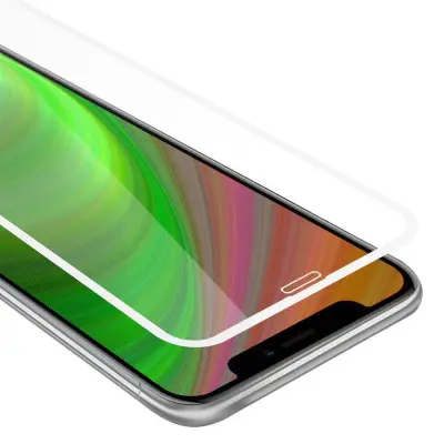 CADORABO Apple iPhone XS MAX - Zaščitna folija za transparentna z belo - Zaščitno steklo s kaljenim zaslonom s trdoto 9H in 3D dotikom