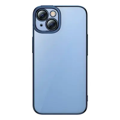 Komplet Baseus Glitter Transparent Case and Tempered Glass za iPhone 14 (moder)