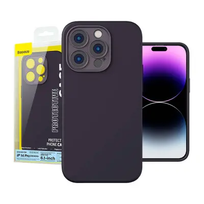 Baseus Liquid Silica Gel Case za iPhone 14 Pro (Elderberry)+ kaljeno steklo + komplet za čiščenje