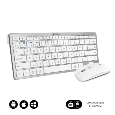 Kombinirano tipkovnico Subblim Multidispositive Compact Silver/White Bluetooth