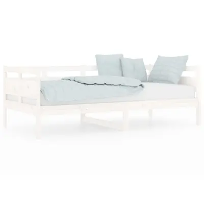 vidaXL Dnevna postelja bela trdna borovina 90x190 cm
