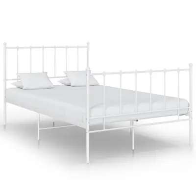 vidaXL Posteljni okvir bel kovinski 120x200 cm