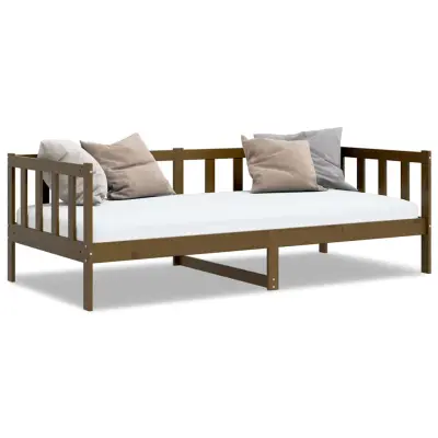 vidaXL Dnevna postelja medeno rjava trdna borovina 90x200 cm