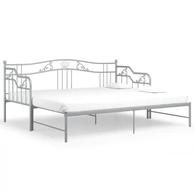 vidaXL Izvlečni posteljni okvir siv iz kovine 90x200 cm