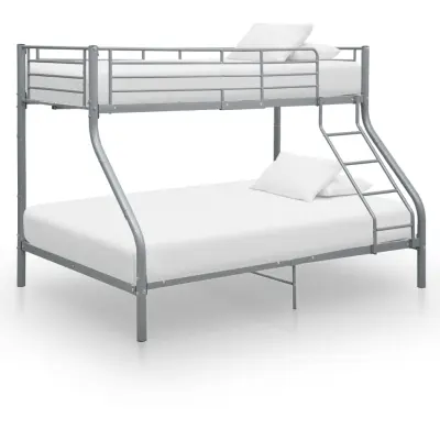 vidaXL Posteljni okvir pograd siv kovinski 140x200/90x200 cm
