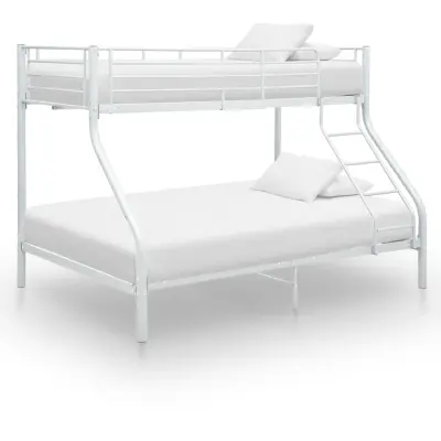 vidaXL Posteljni okvir pograd bel kovinski 140x200/90x200 cm