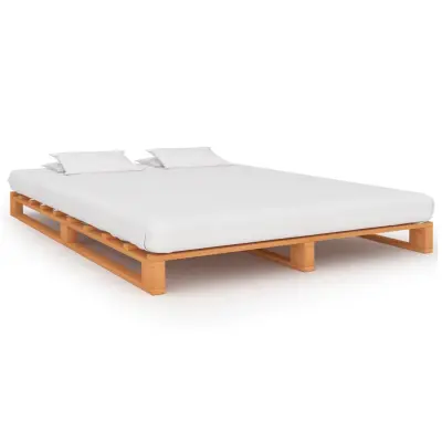 vidaXL Posteljni okvir iz palet rjava trdna borovina 200x200 cm