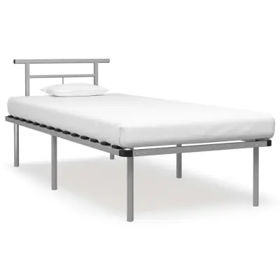 vidaXL Posteljni okvir siv kovinski 90x200 cm
