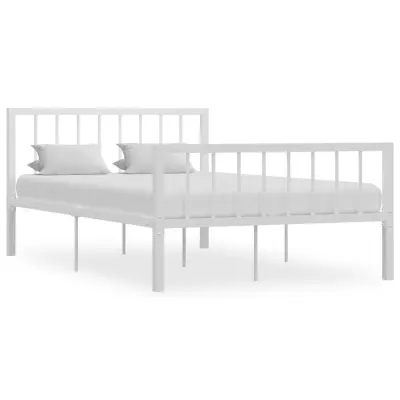 vidaXL Posteljni okvir bel kovinski 120x200 cm