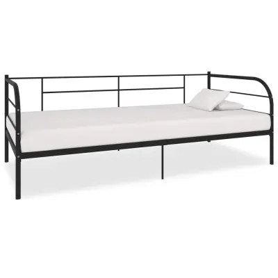 vidaXL Posteljni okvir za dnevno posteljo črn kovinski 90x200 cm