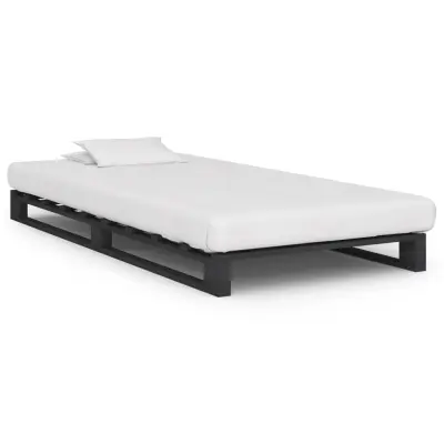 vidaXL Posteljni okvir iz palet siva trdna borovina 100x200 cm