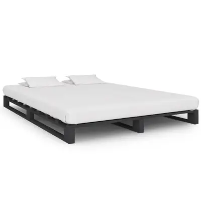 vidaXL Posteljni okvir iz palet siva trdna borovina 140x200 cm