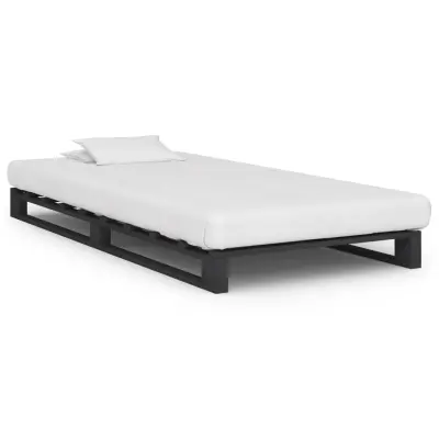 vidaXL Posteljni okvir iz palet siva trdna borovina 90x200 cm