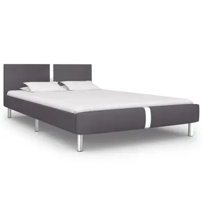 vidaXL Posteljni okvir sivo umetno usnje 140x200 cm