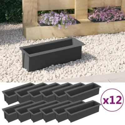 vidaXL Cvetlična korita za evro palete 12 kosov siva 36x13,5x9,5 cm PP