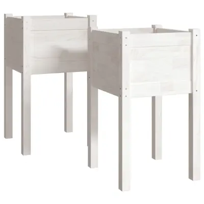 vidaXL Vrtno cvetlično korito 2 kosa belo 40x40x70 cm trdna borovina