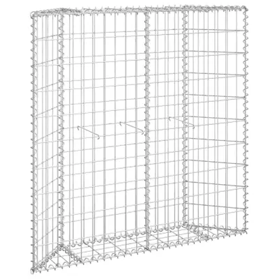 vidaXL Trapezna visoka greda gabion pocinkano jeklo 100x20x10 cm