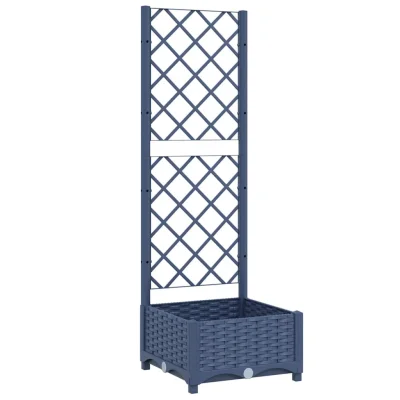 vidaXL Cvetlično korito z oporno mrežo modro sivo 40x40x121,5 cm PP