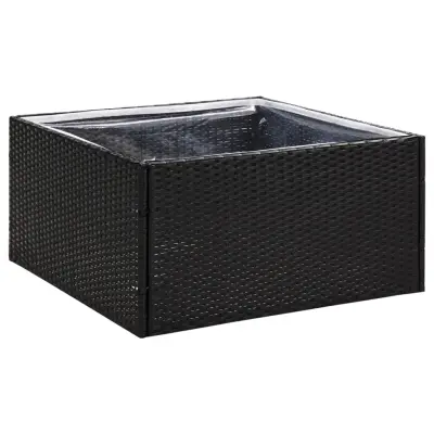 vidaXL Vrtno cvetlično korito črno 80x80x40 cm poli ratan