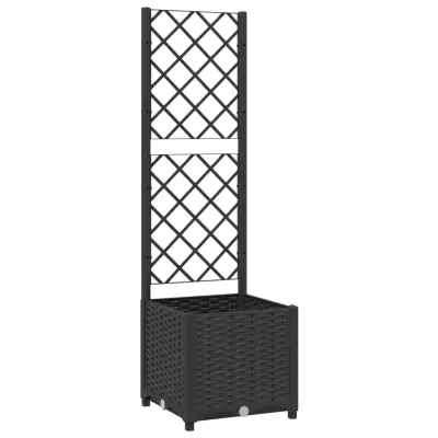 vidaXL Cvetlično korito z oporno mrežo črno 40x40x136 cm PP
