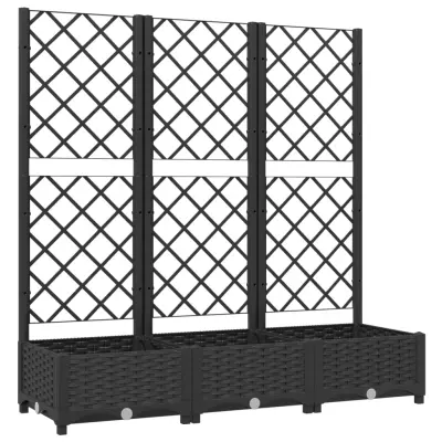 vidaXL Cvetlično korito z oporno mrežo črno 120x40x121,5 cm PP