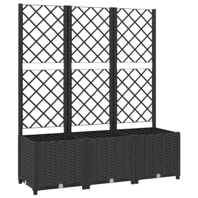 vidaXL Cvetlično korito z oporno mrežo črno 120x40x136 cm PP