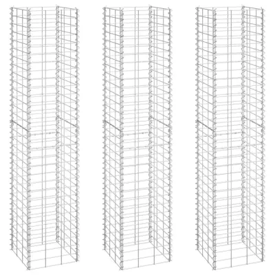 vidaXL Visoka greda gabion 3 kosi 30x30x150 cm železo