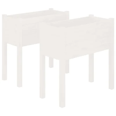 vidaXL Vrtno cvetlično korito 2 kosa belo 70x31x70 cm trdna borovina