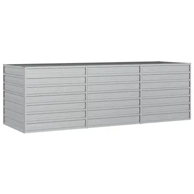vidaXL Visoka greda 240x80x77 cm pocinkano jeklo srebrna