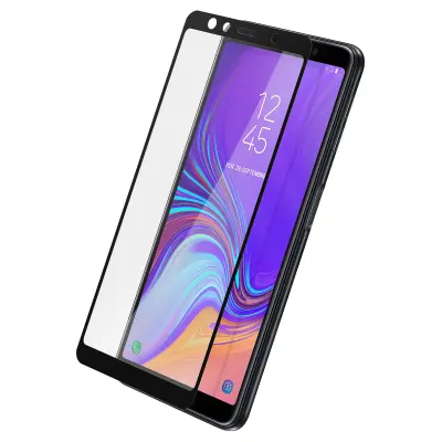 Poševna zašcitna folija iz ultra odpornega kaljenega stekla 9H - prozorna s crnim obrisom str. Samsung Galaxy A7 2018