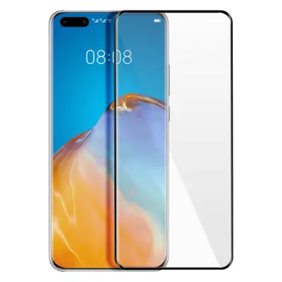 Huawei P40 Pro / P40 Pro Plus Kaljeno steklo Film 9H Curved Full Adhesion - Transparent Black Outline