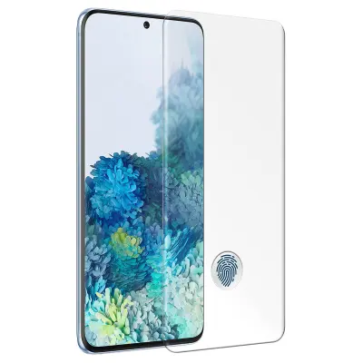 Popolna zašcita kaljenega stekla Samsung Galaxy S20 z ukrivljenimi robovi - prozorno