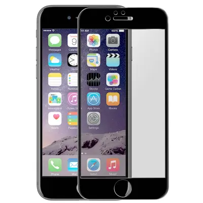 9H film za ekran iz poševnega kaljenega stekla, popoln oprijem - prozoren s crnim okvirjem str. Apple iPhone 6 in 6S